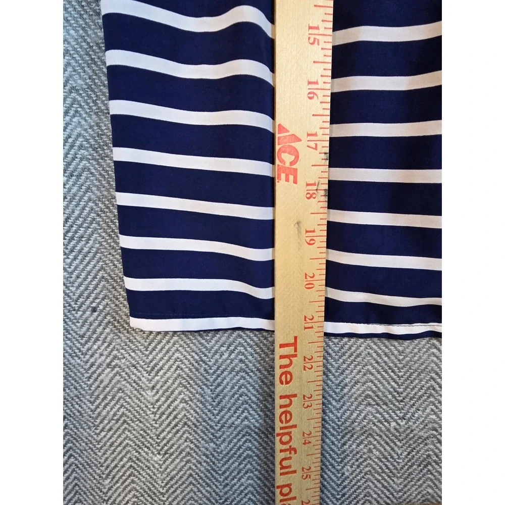 ana A New Approach Navy Blue White Striped Smocked Midi Sundress Womens Medium